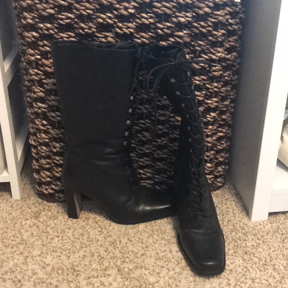 Lace Up High Heel Boots